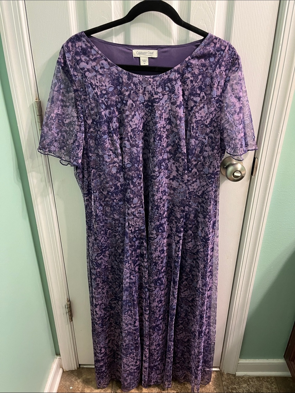 Coldwater Creek Lavender & Deep Purple Printed Maxi Dress